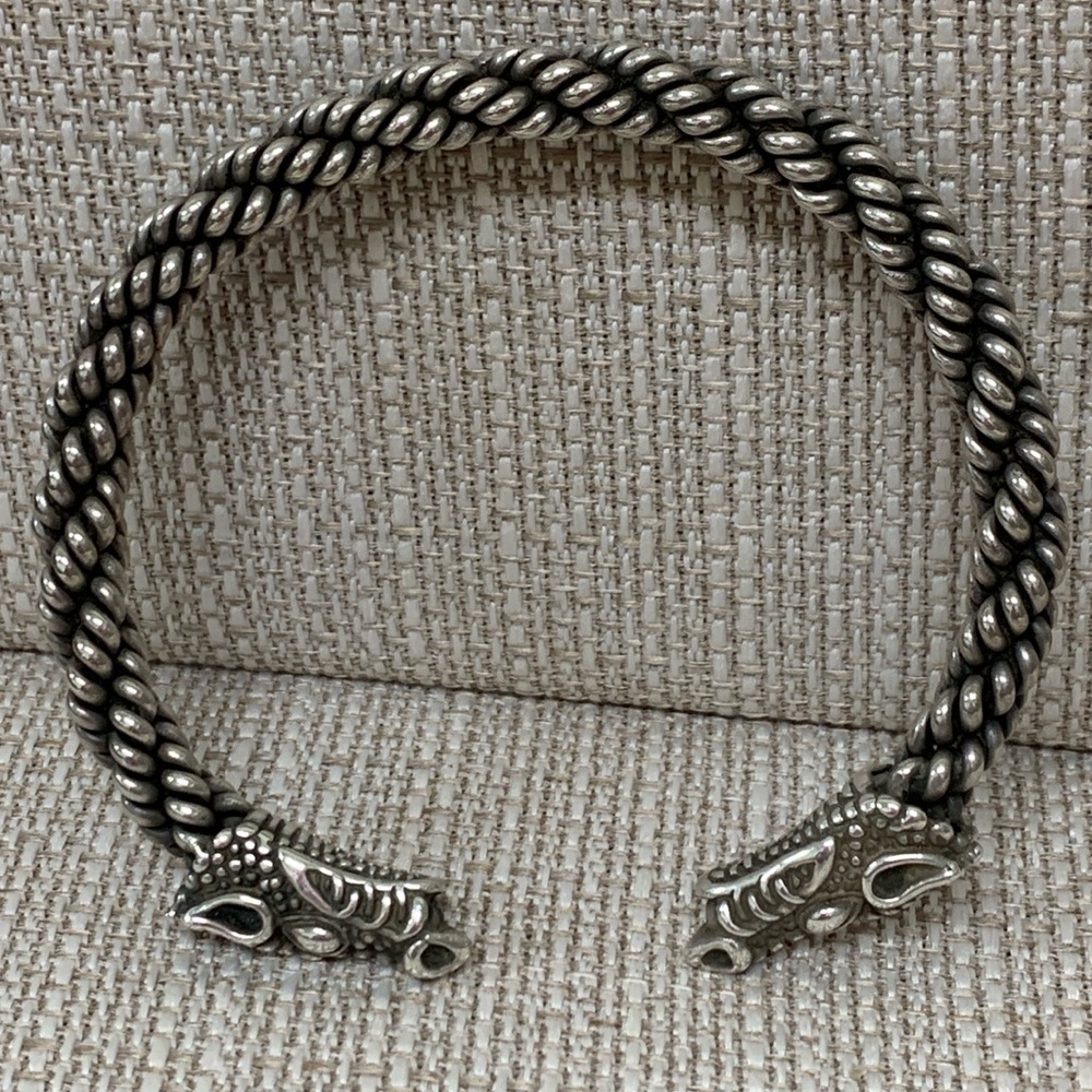 DRAGON BRACELET Celtic Torc Light Braid Sterling Silver The Vikings - Picture 2 of 5